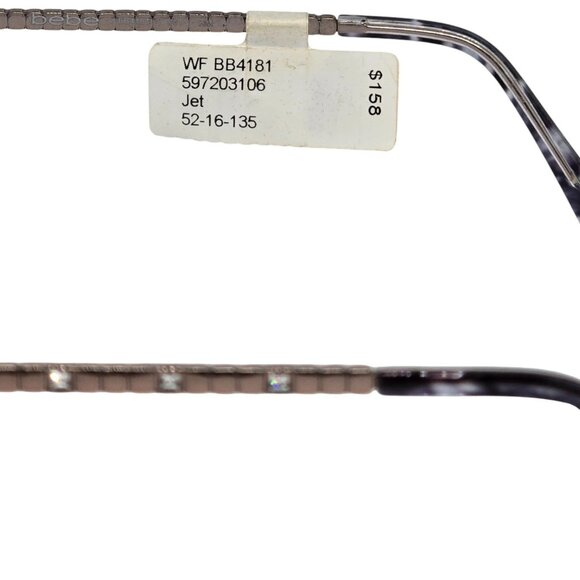Bebe BB4181 Jet Black Eyeglass Frames 52-16-135 Women’s Cat Eye Rhinestone Glass - Picture 5 of 9